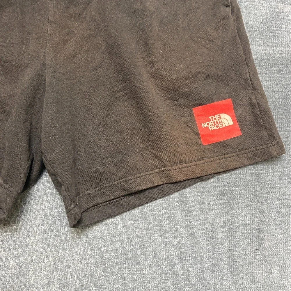 The North Face Sweat Shorts Mens L Black Fleece Lined Logo Drawstring Athletic